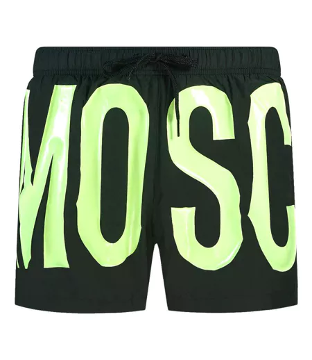 Short De Bain Motif Logo Homme Jaune Noir Moschino