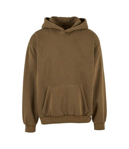 Sweat À Capuche Style Rétro Homme Kaki Délavé Build Your Brand