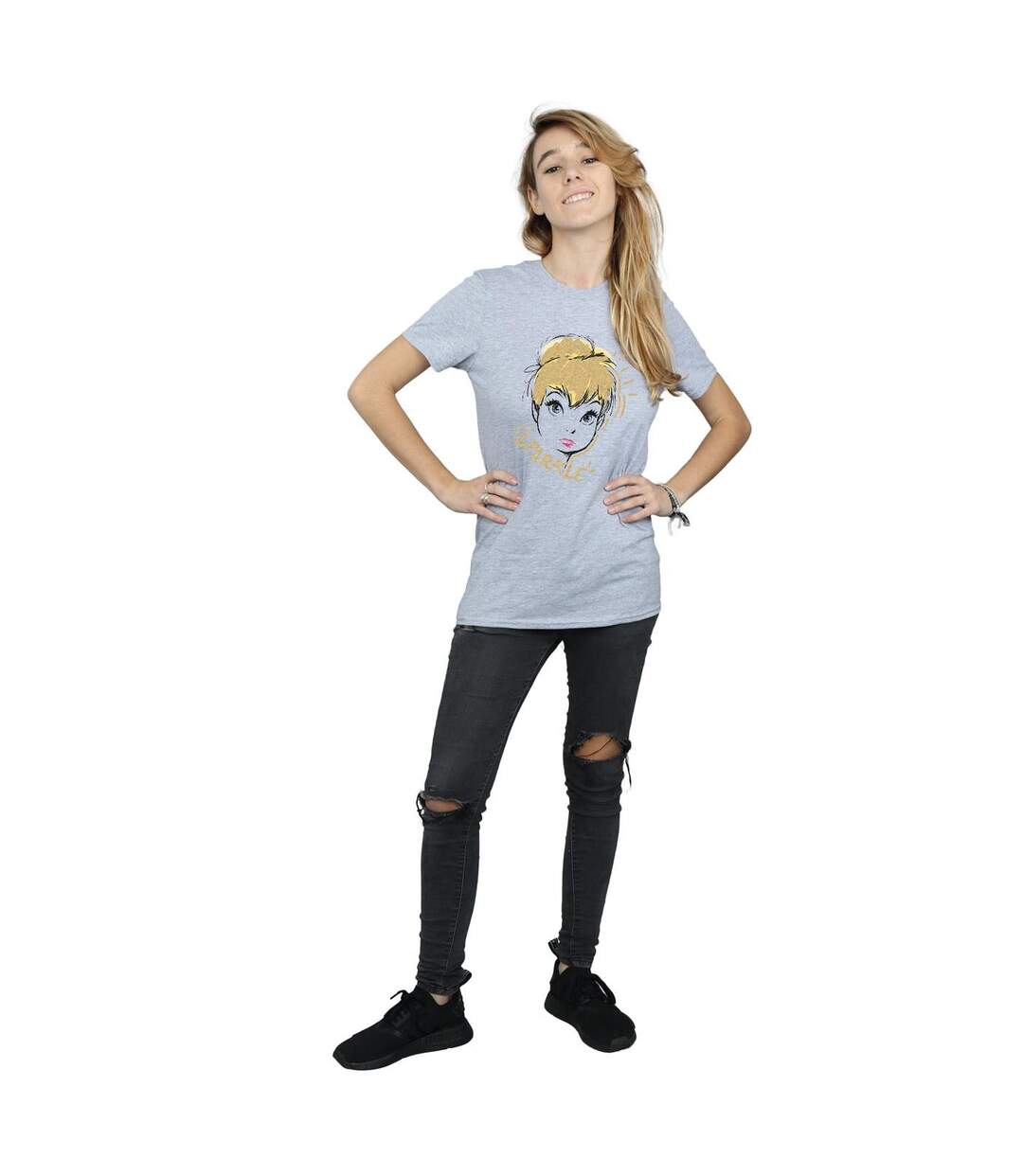 Disney T-shirt boyfriend en coton Fée Clochette étincelante Femmes/Ladies (Gris sportif) - UTBI46459-4