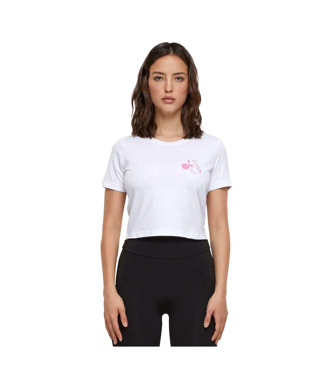 Womens/ladies Wink Minnie Mouse Disney T-shirt Blanc MerchCode-1