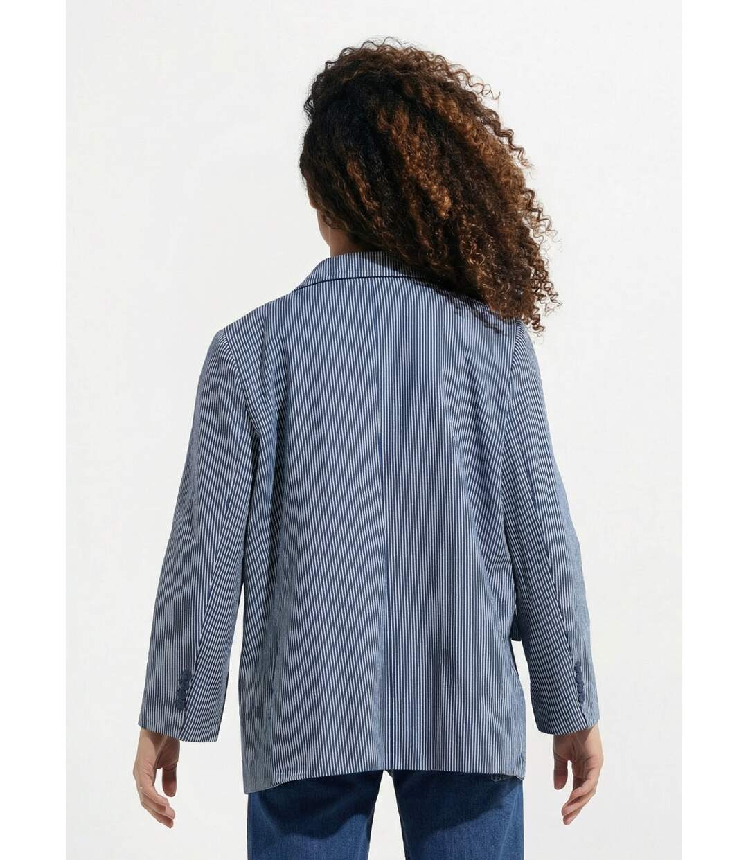 Veste en twill rayé, col tailleur-2