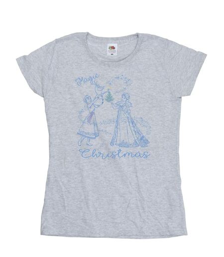 Disney Femme/Les femmes Frozen Magic Christmas Cotton T-Shirt (Gris sportif) - UTBI22075