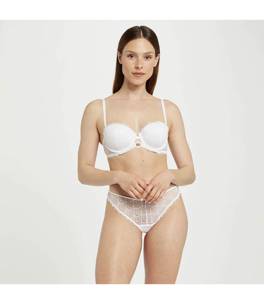 Soutien-gorge ampliforme coque moulée blanc Justine dentelle