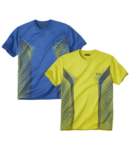 Pack of 2 Men's Sport Xtrem Print T-Shirts - Blue Green
