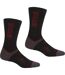 Pack Of 2  Unisex Adult Wool Hiking Boot Socks  Black Dark Red Regatta-2