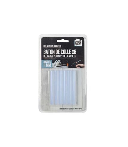 Lot de 6 Bâtons de Colle Recharge 9cm Blanc