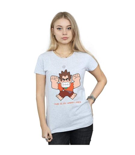 Disney T-shirt en coton Womens/Ladies Wreck It Ralph Happy Face (Gris sportif) - UTBI44953