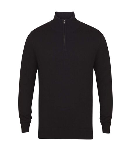 Mens Zip Neck Sweatshirt Black Henbury