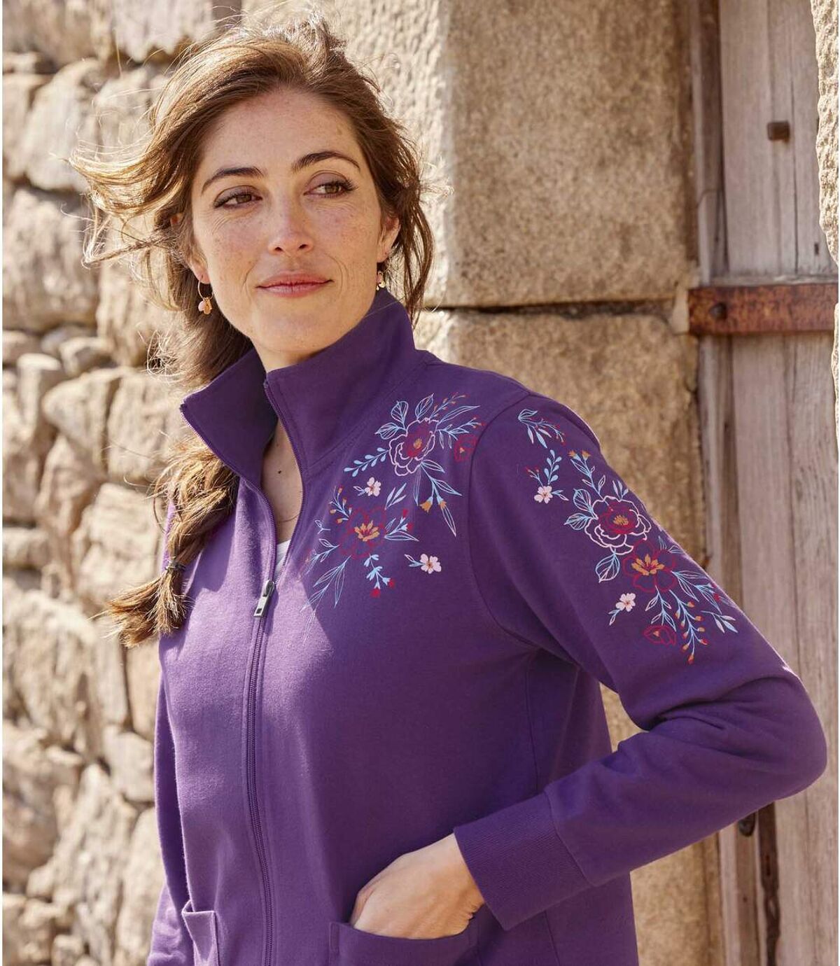 Women's Purple Brushed Fleece Loungewear Set Atlas For Men