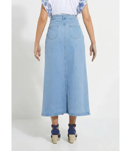 Jupe droite longue en jean 4 poches