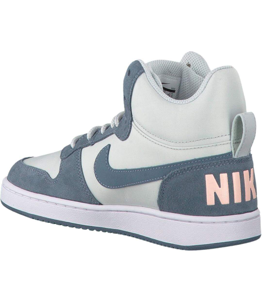 Womens/ladies Court Borough Premium Leather Mid Cut Trainers White Blue Nike-3