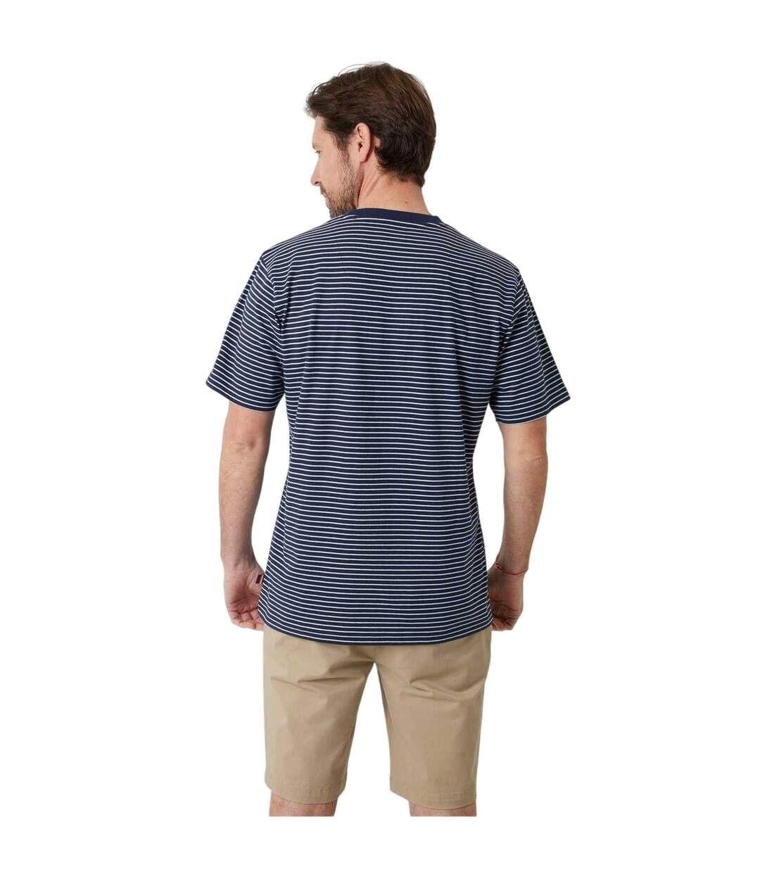 Mens Striped Crew Neck T-shirt Navy Saltwell-2