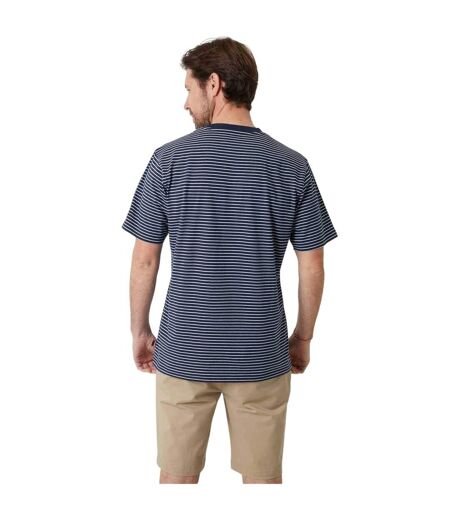 Mens Striped Crew Neck T-shirt Navy Saltwell
