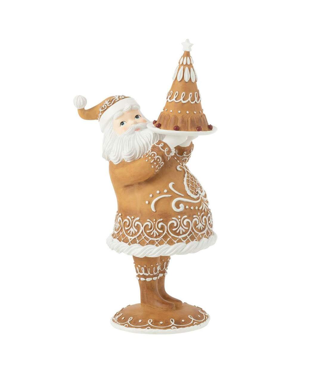 Statuette Déco Père Noël Pain d'Épice 43cm Marron-1