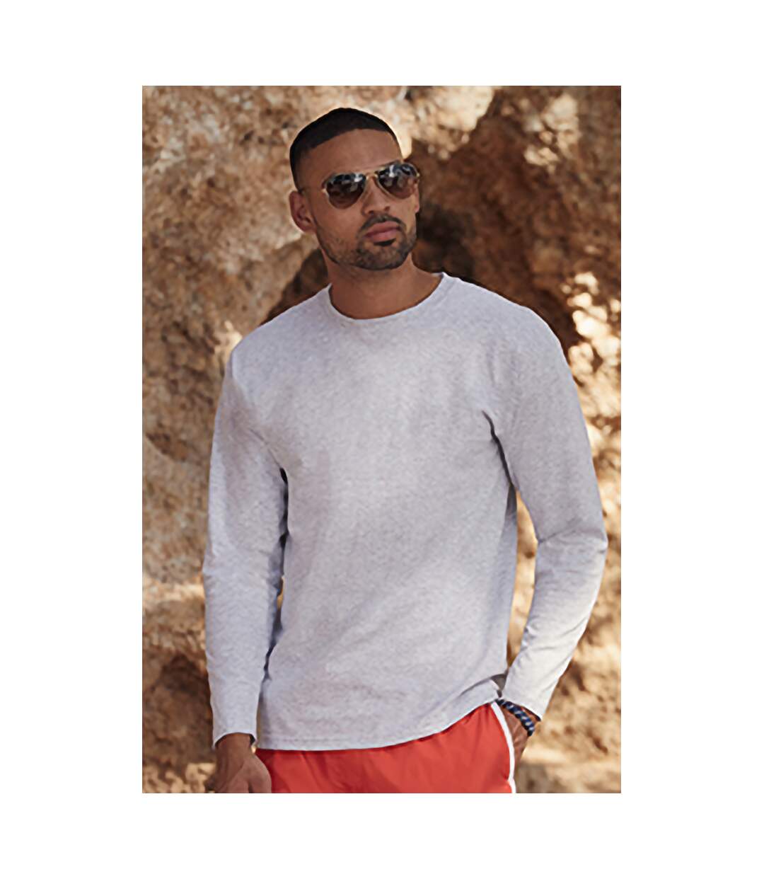 Mens Value Long Sleeve Casual T-Shirt (Grey Marl) - UTBC3902-3