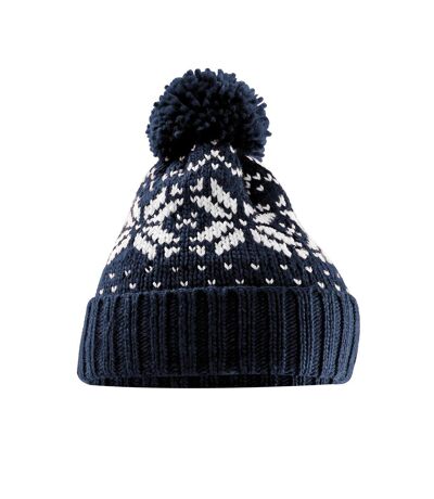 Beechfield Unisex Adult Snowstar Fair Isle Beanie (French Navy/White) - UTBC5269