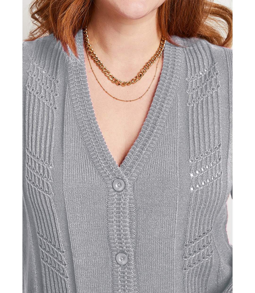 Gilet boutonné manches longues-4