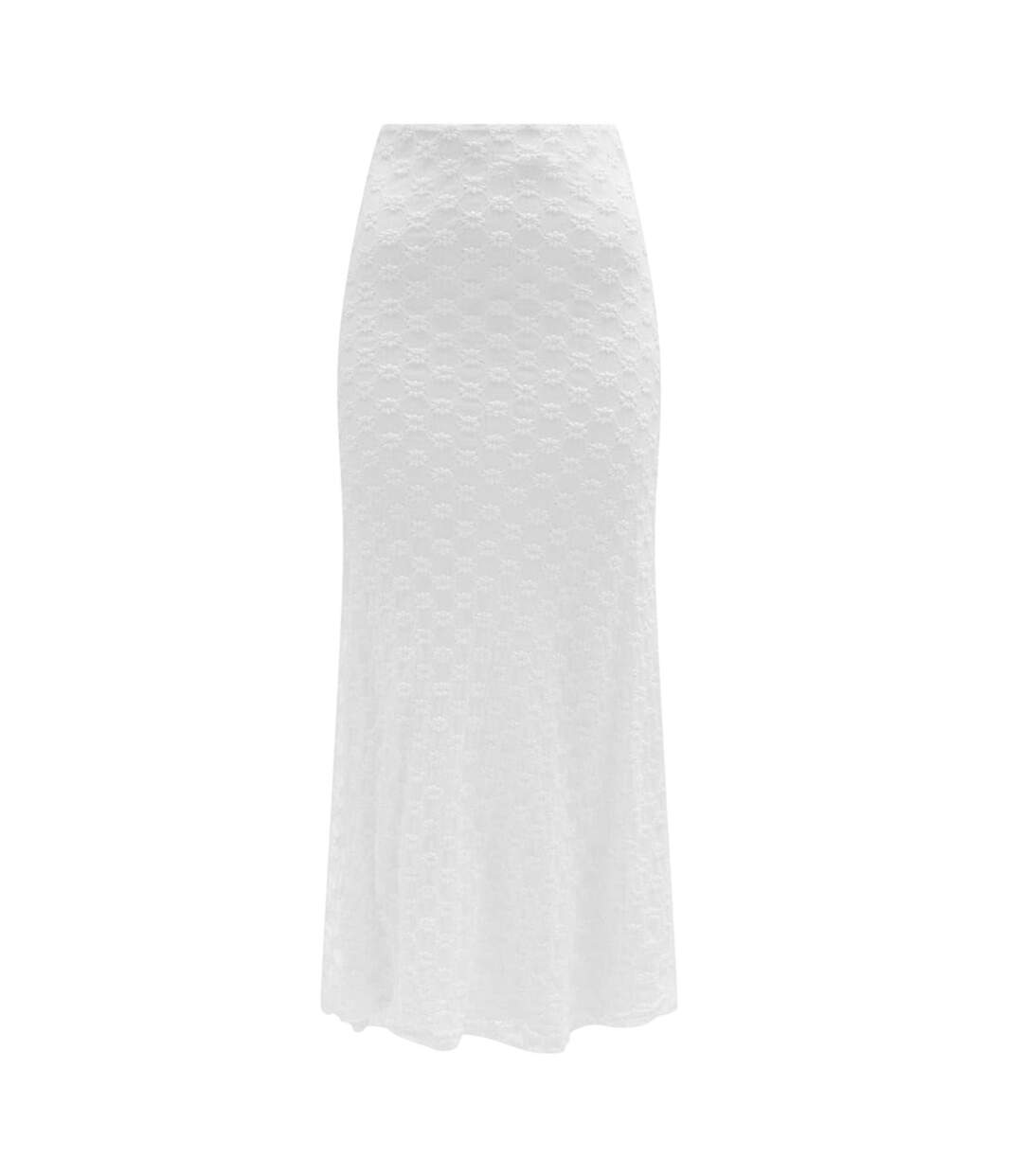 Womens/ladies Floral Lace Mid Rise Maxi Skirt White Bardot-2