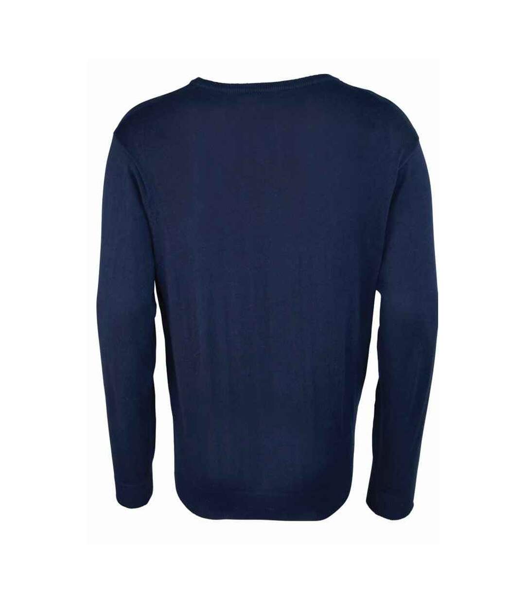 Mens Knitted Cotton Acrylic V Neck Sweatshirt Navy Premier-2