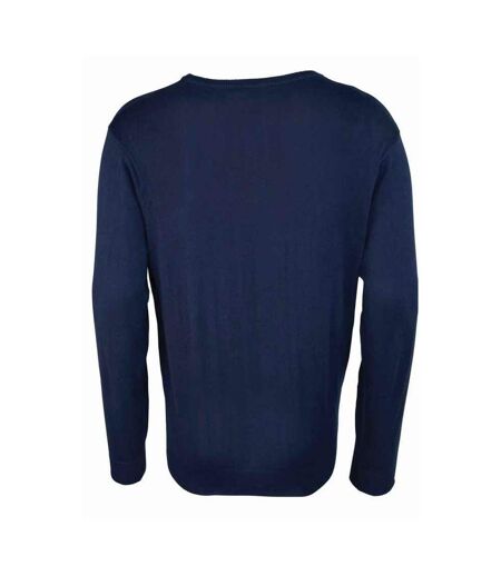 Mens Knitted Cotton Acrylic V Neck Sweatshirt Navy Premier
