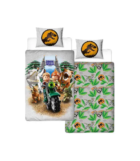 Reversible Duvet Set Multicoloured Lego Jurassic World