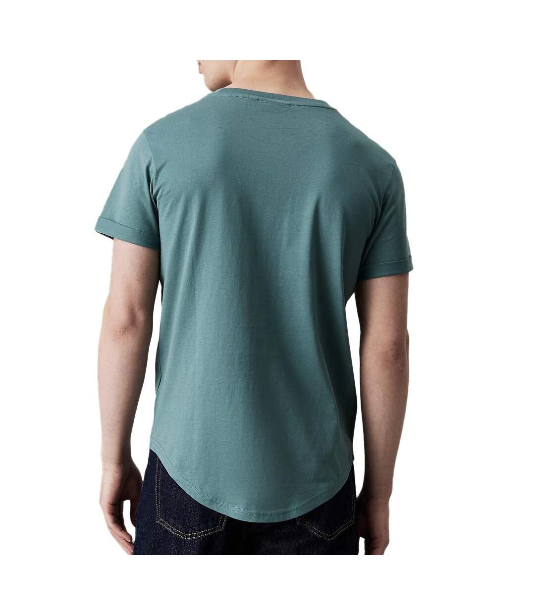 T-shirt Vert Homme Calvin Klein Jeans Badge Turn Up - XXS-2