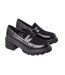 Womens/ladies charlotte chunky heel loafers black Faith