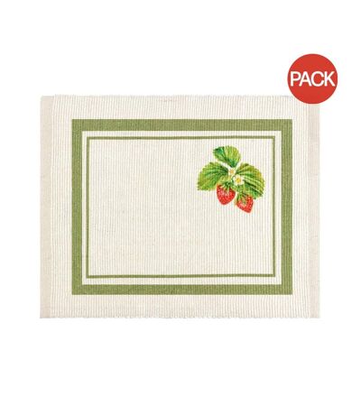 Pack of 4  Strawberry placemat  46cm x 36cm green Evans Lichfield