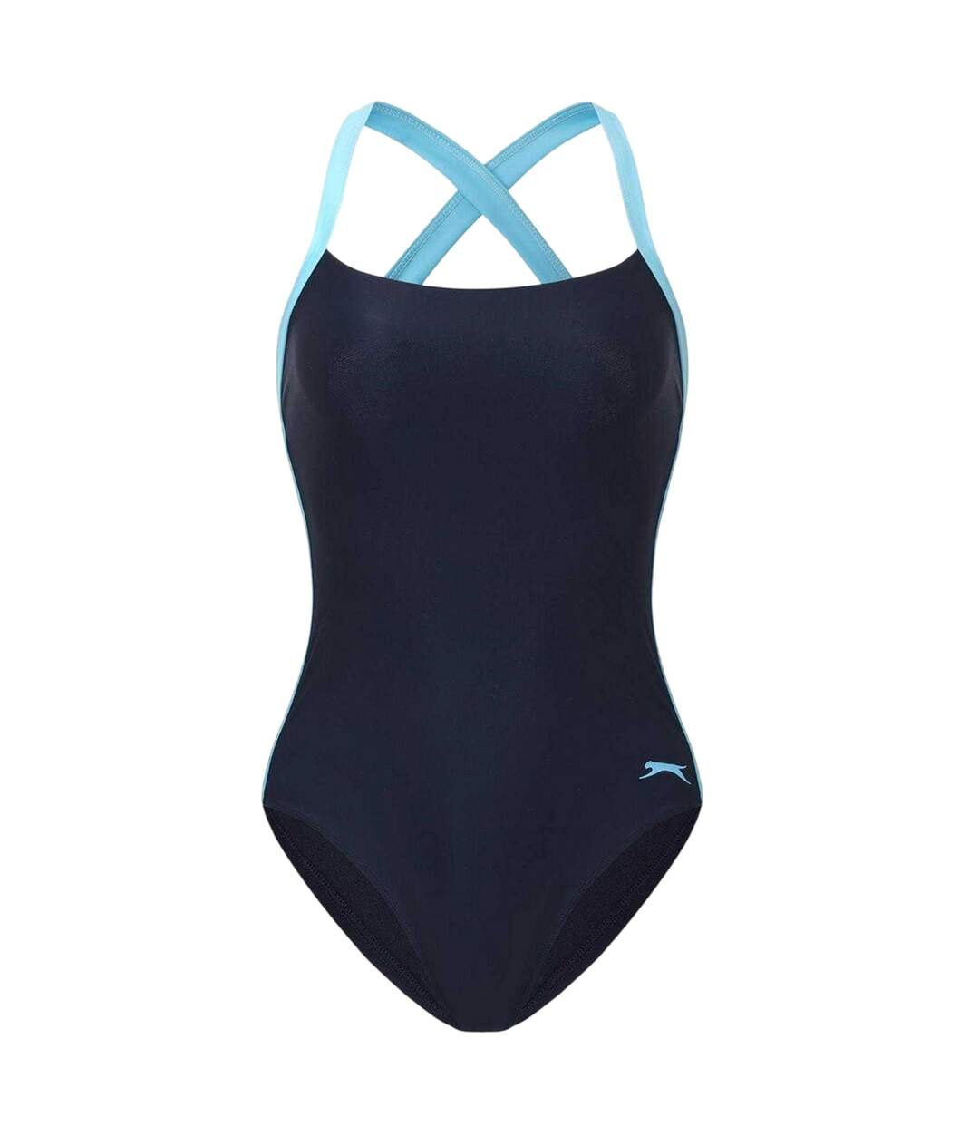 Womens/ladies Tie Up Back One Piece Swimsuit Navy Slazenger-1