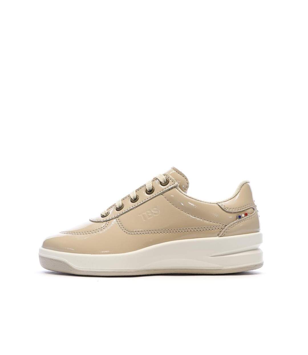 Baskets beige femme tbs tennis verni greta-1