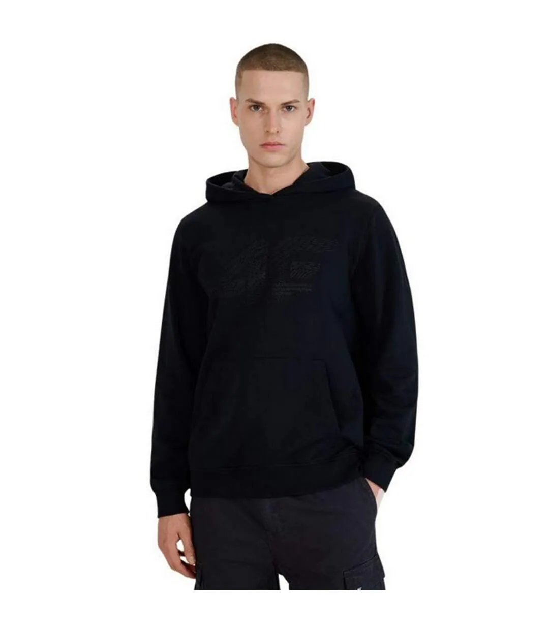 Sweat À Capuche Style Logo M1585 Homme Noir 4F-1