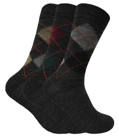 3 Paires Chaussettes Homme Laine à Motifs Losanges