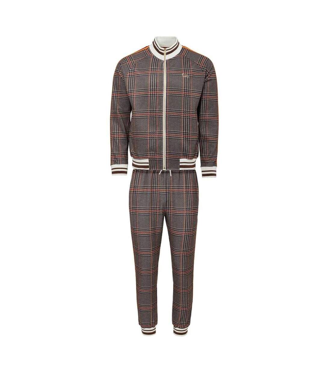 Mens Check Plaid Tracksuit Beige Lonsdale-1