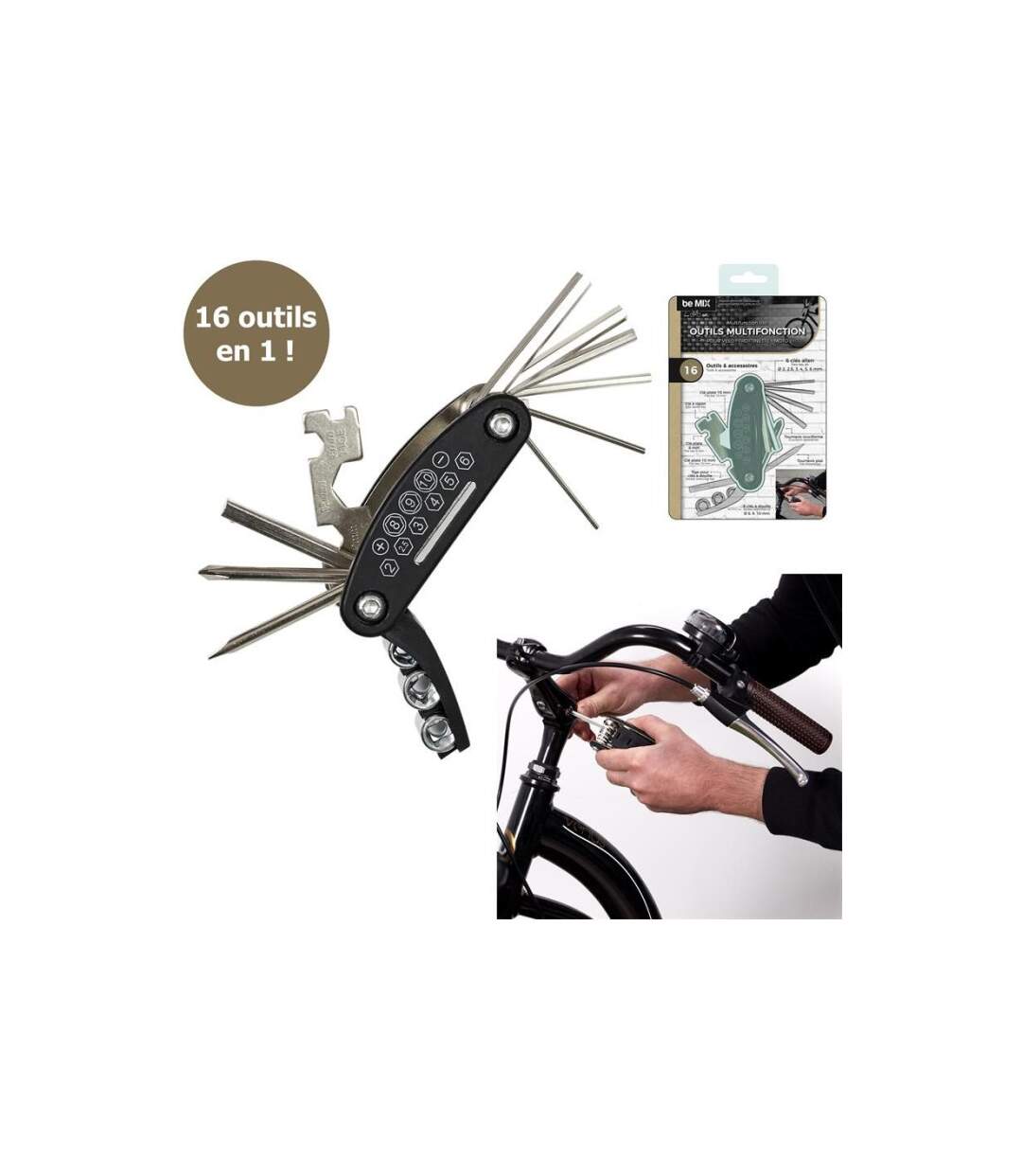 Outil Multifonction pour Vélo 16 Fonctions 9cm Gris-5