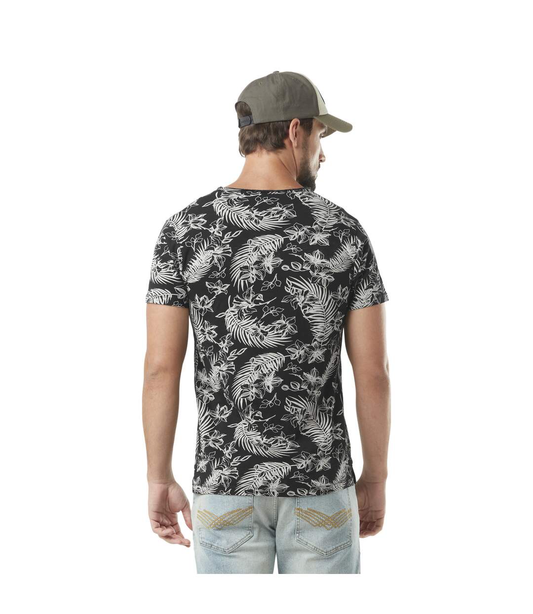 T-shirt homme col v avec traitement en coton Ron Vondutch