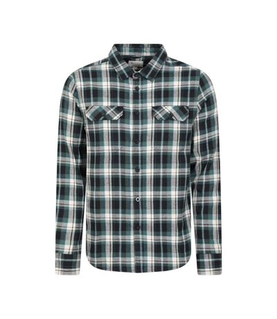 Mens trace flannel long-sleeved shirt khaki green Mountain Warehouse