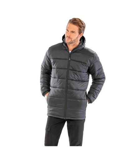 Unisex Adult Recycled Hooded Padded Jacket Black Result Recycled