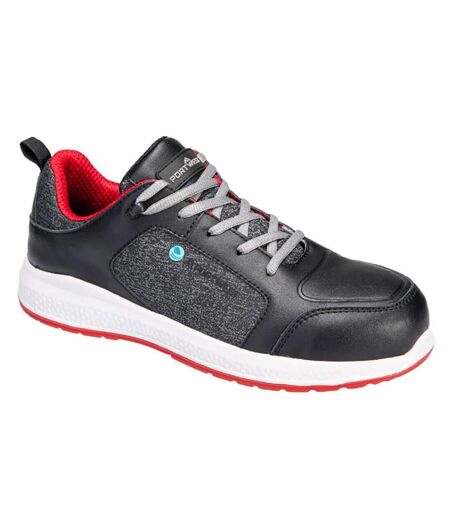Unisex Adult Eco Composite S3s Sr Leather Trainers Black Red Portwest