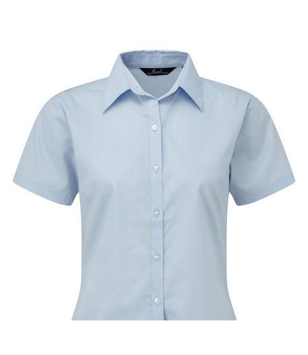 Chemisier À Manches Courtes Femme Bleu Clair Premier-2