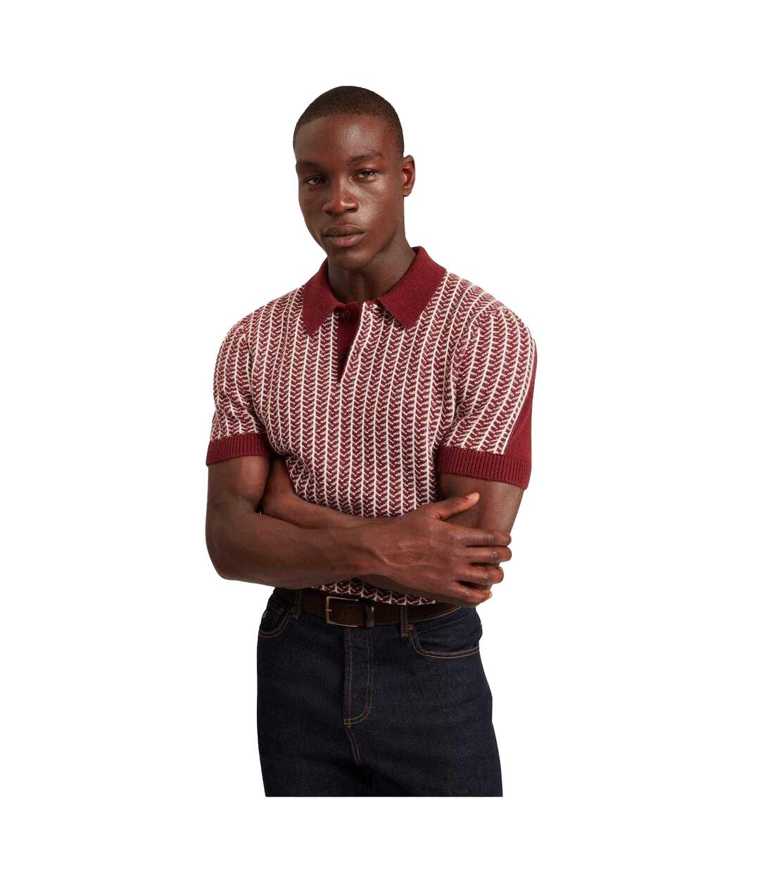 Polo Manches Courtes Motif/style Chevron Homme Bordeaux Foncé Ted Baker-4