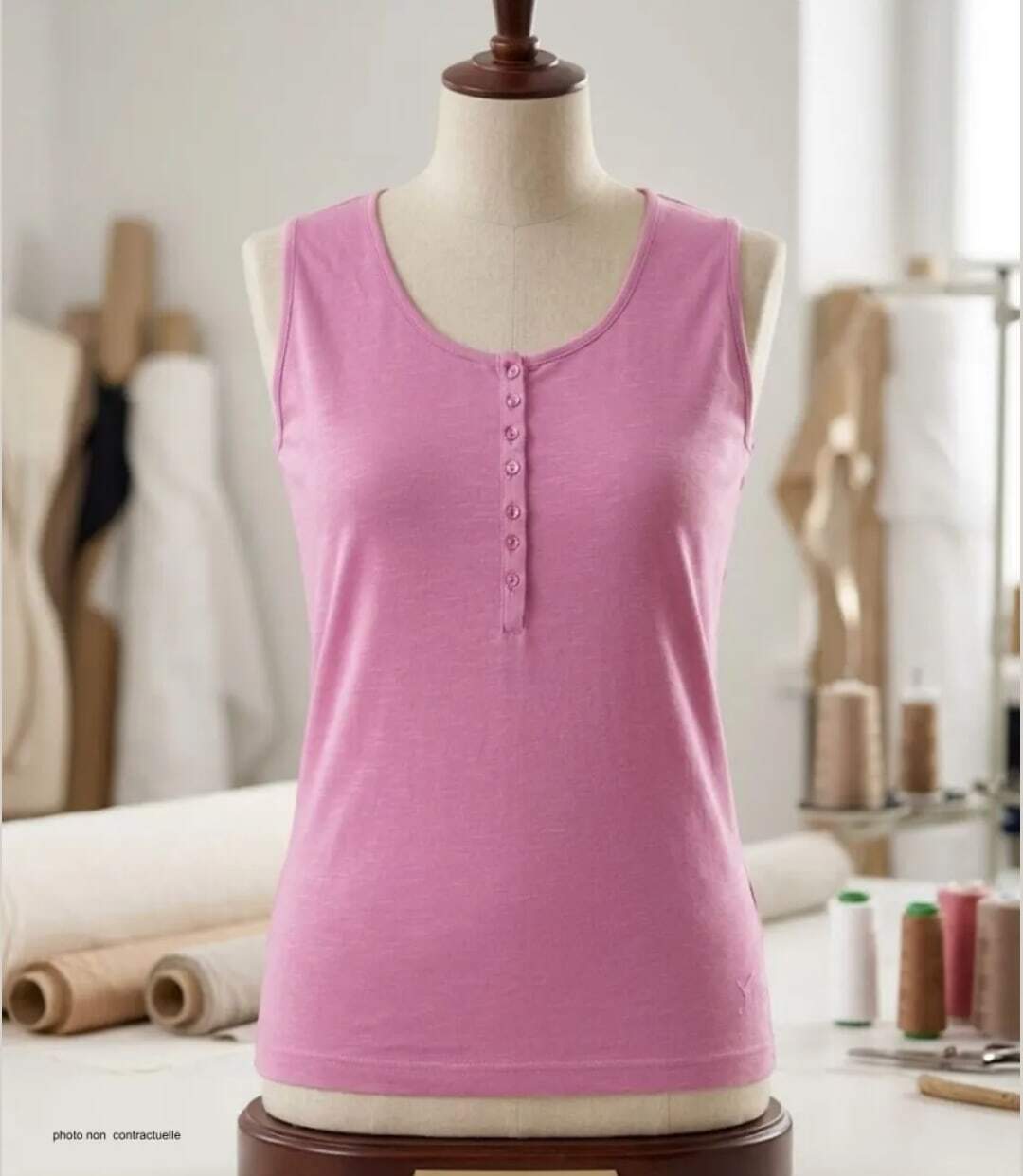 Débardeur femme DALTON4 MAYFLOWER – Top col tunisien en coton flammé pour une fraîcheur absolue-3