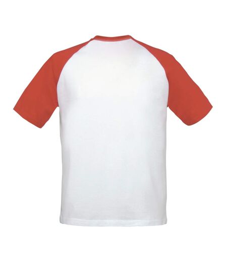 T-shirt Baseball Adulte Blanc Bleu Marine B&C