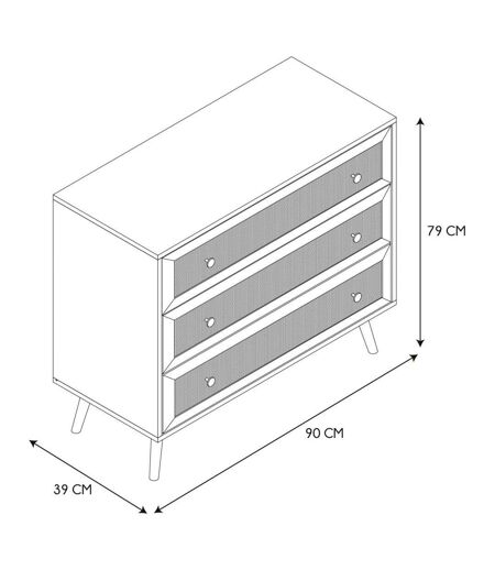Commode cannage et bois 3 tiroirs Bali