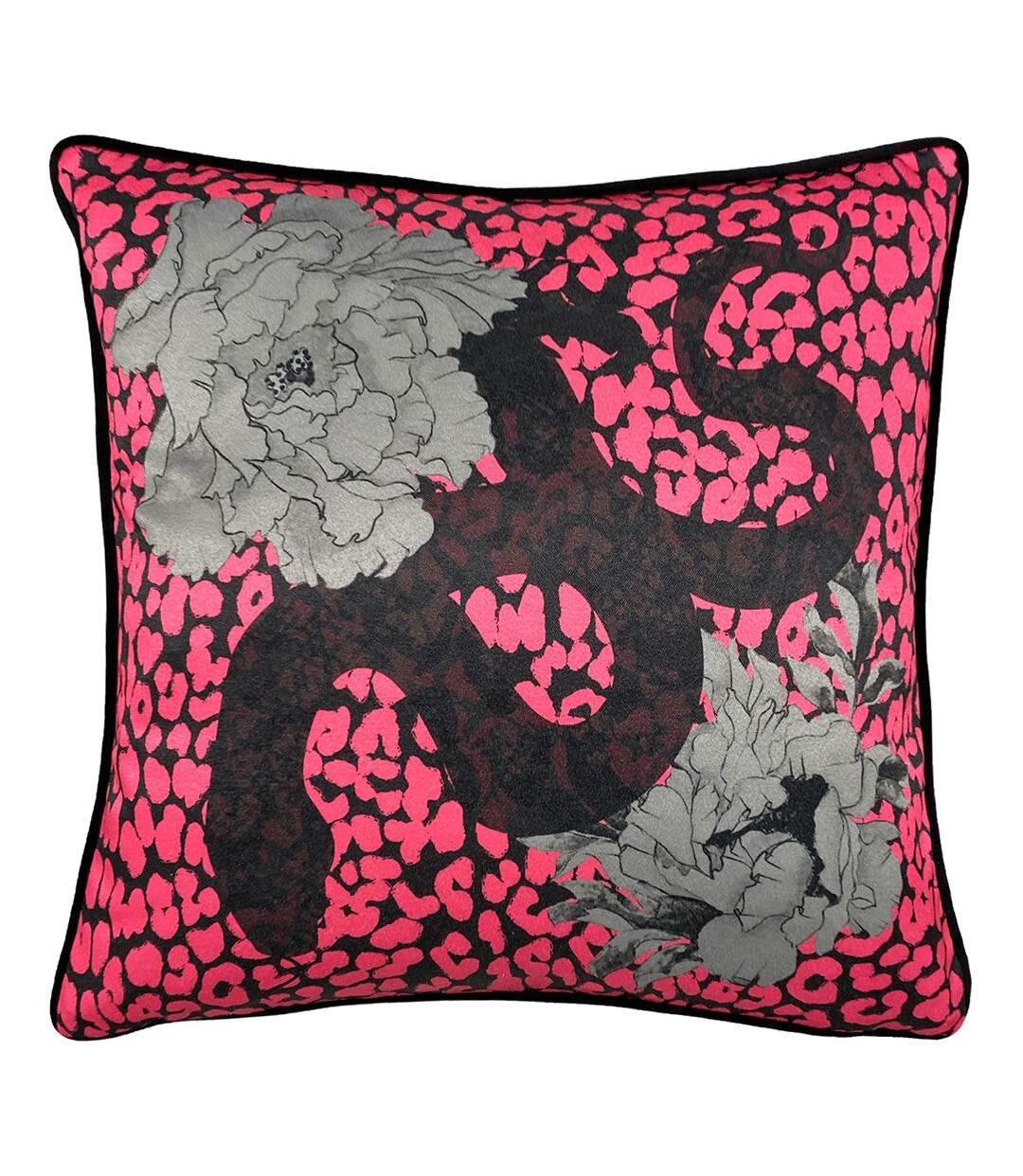 Serpentine animal print cushion cover one size black/ruby Furn