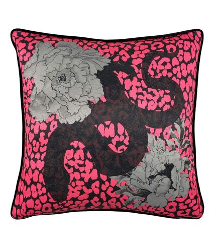 Furn Serpentine Animal Print Throw Pillow Cover (Black/Ruby) (One Size)