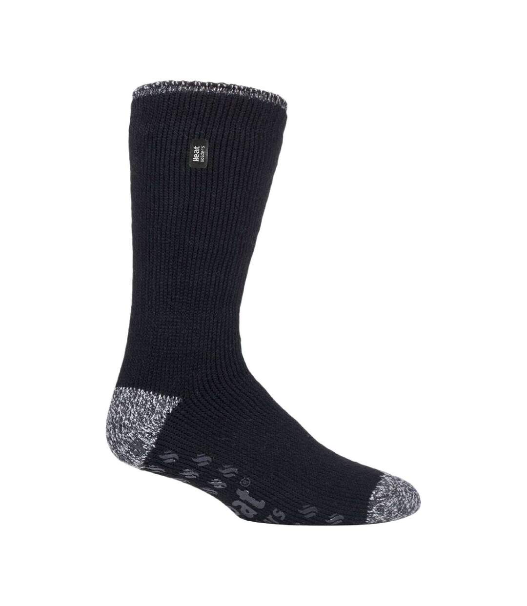 Mens Twist Patterned Fleece Lined Thermal Slipper Socks-1