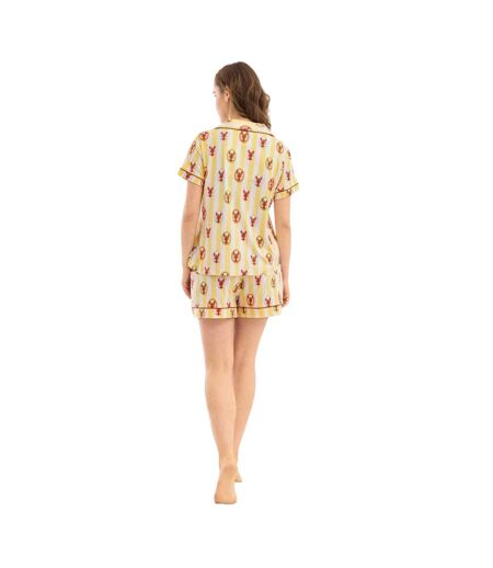 Ensemble De Pyjama Court Motif/style Homard Femme Jaune Chelsea Peers
