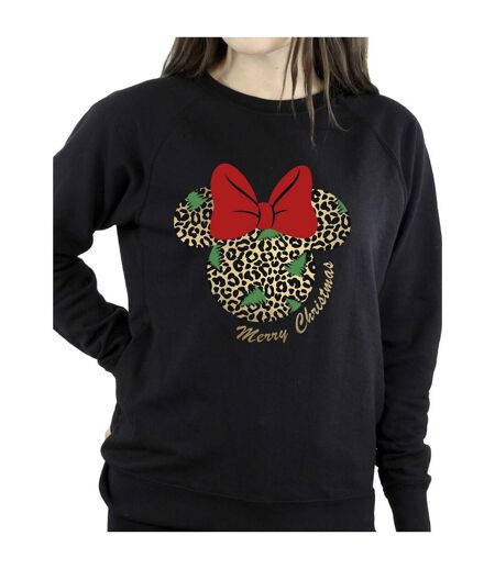 Disney Sweat-shirt de Noël Minnie Mouse léopard Femme/Ladies (Noir) - UTBI29364