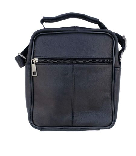 Sacoche bandoulière homme en CUIR - Sacoche multi poches - cuir vachette - Noir