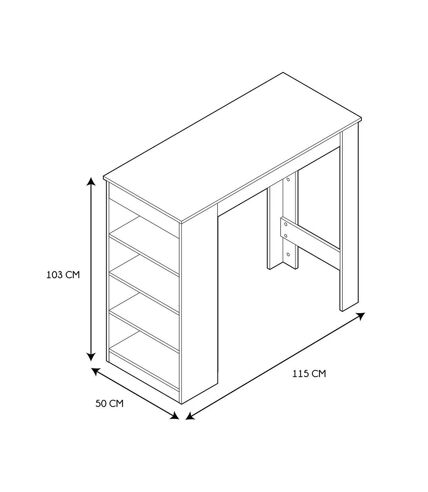 Table de bar mange debout avec 4 niches de rangement